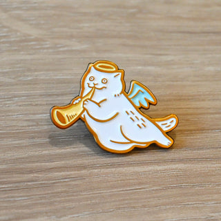 Dawning Crow Angel Cat Enamel Pin