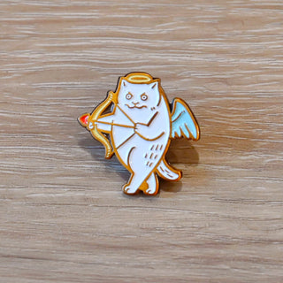 Dawning Crow Cupid Cat Enamel Pin