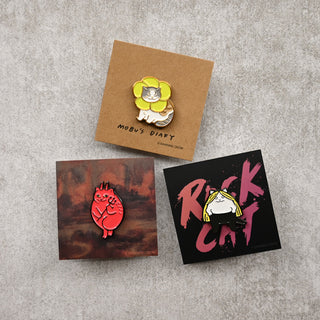 Dawning Crow Rock Cat Enamel Pin