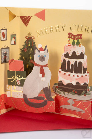 Cat At Window Pop-Up Christmas Card