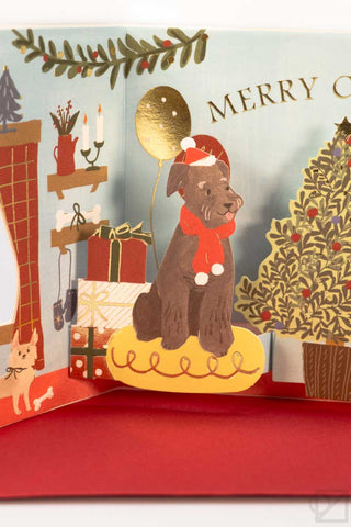 Dog At Window Pop-Up Christmas Card