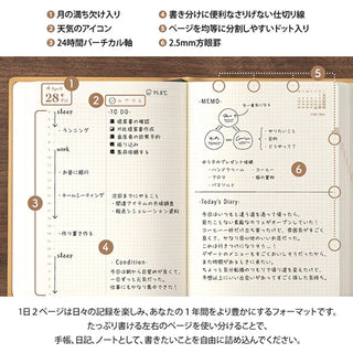 Midori 2025 Hibino A6 Two-Page-A-Day Planner