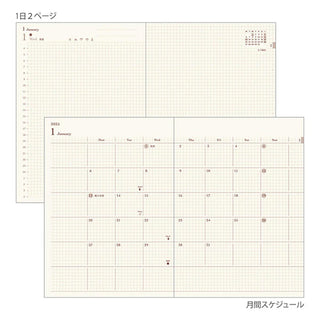 Midori 2025 Hibino A6 Two-Page-A-Day Planner