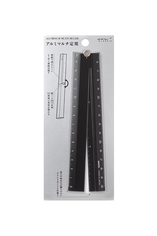 Midori Aluminum 30cm Multi Ruler Black