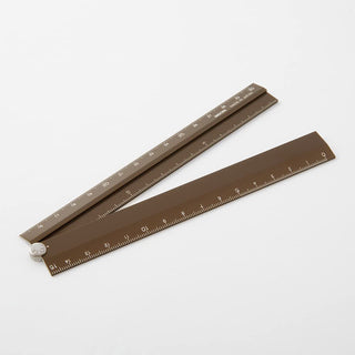 Midori Aluminum 30cm Multi Ruler Brown