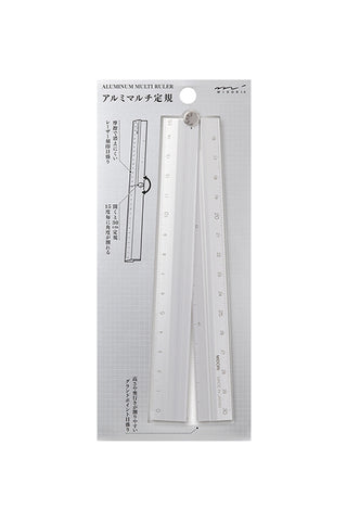 Midori Aluminum 30cm Multi Ruler Silver