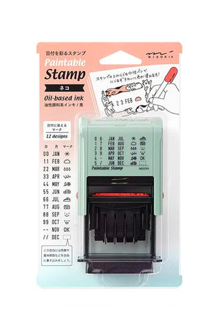 Midori Paintable Date Rotary Stamp Cat