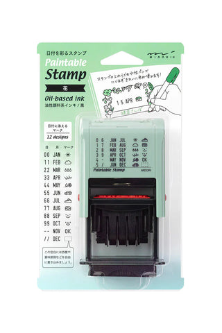 Midori Paintable Date Rotary Stamp Flowers