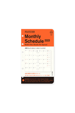 PLOTTER 2025 Monthly Schedule Diary Refill Mini Size