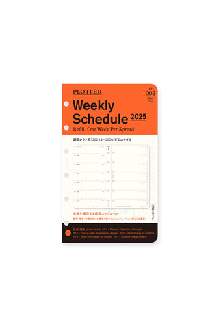 PLOTTER 2025 Weekly Schedule Diary Refill Mini Size