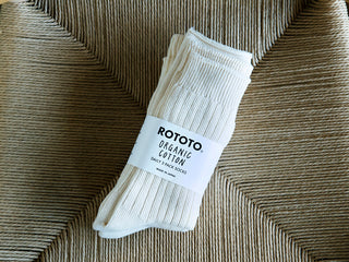 ROTOTO Organic Daily Crew Socks 3-Pack Ecru