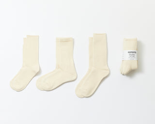 ROTOTO Organic Daily Crew Socks 3-Pack Ecru