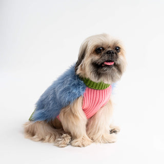 Verloop Faux Fur Dog Sweater Periwinkle