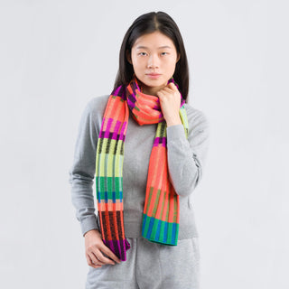 Verloop Mosaic Stripe Scarf Lime Cobalt