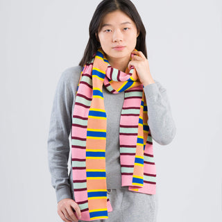 Verloop Zipper Stripe Big Scarf Peach Cobalt