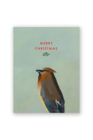 Cedar Waxwing Christmas Card