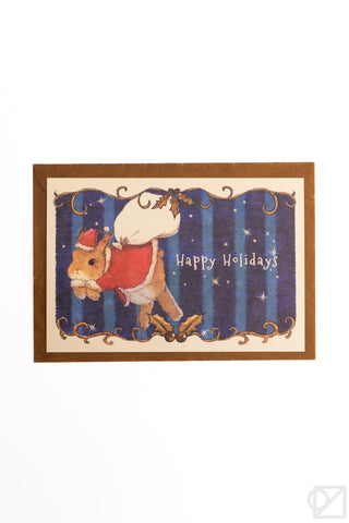 Hopping Santa Bunny Holiday Card