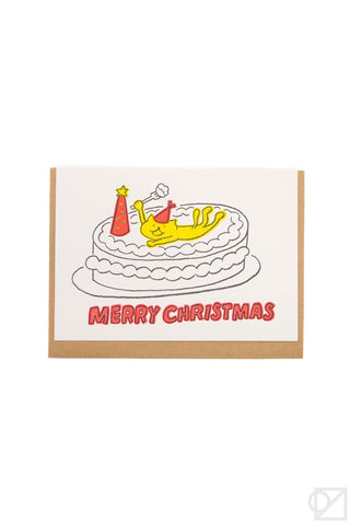 Merry Christmas Cat Cake Card