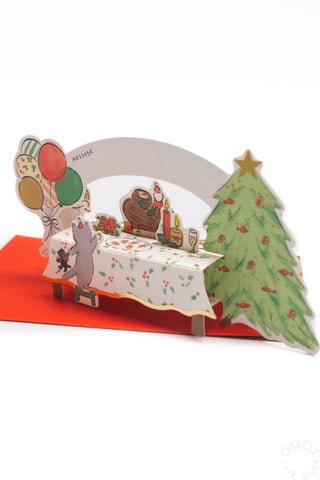 Party Around The Table Pop-Up Christmas Card Cats