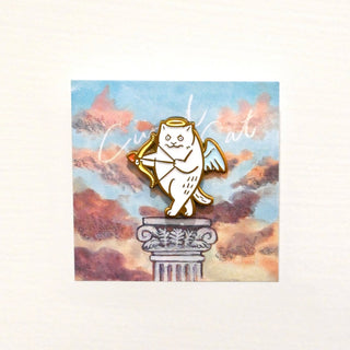 Dawning Crow Cupid Cat Enamel Pin