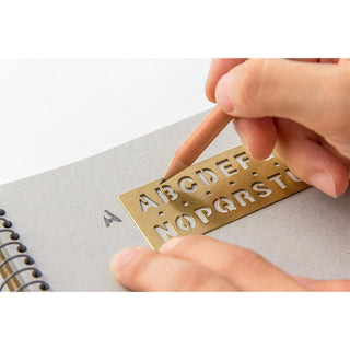 Midori Brass Template Bookmark Alphabet